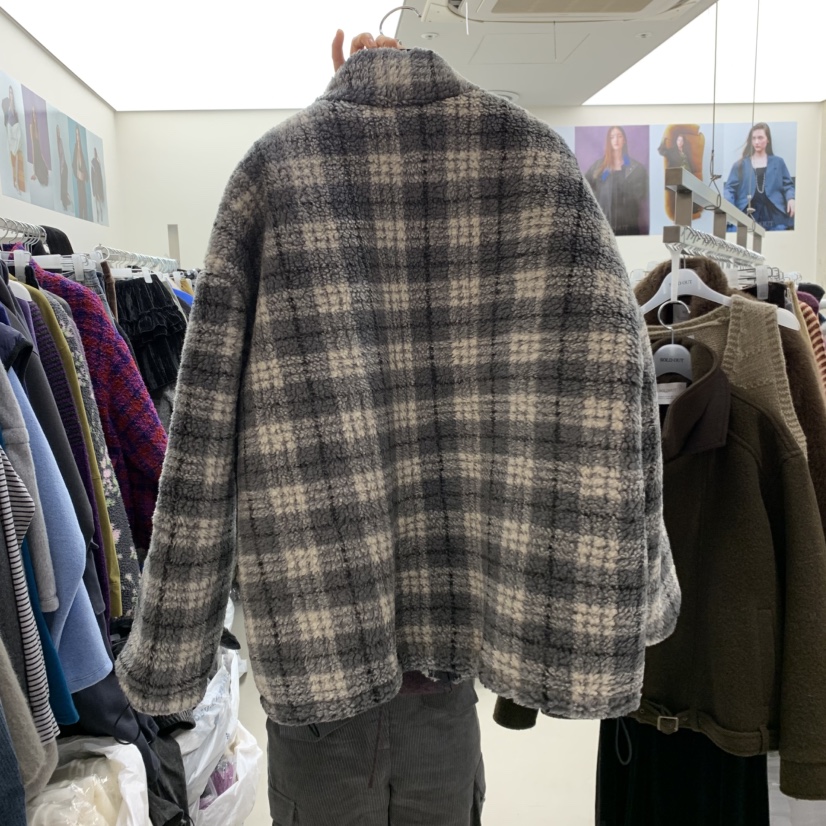 SOLD OUT東大門㊣直郵女裝新款休閑真品25秋冬夾克格紋抓絨SOLD OUT夾克