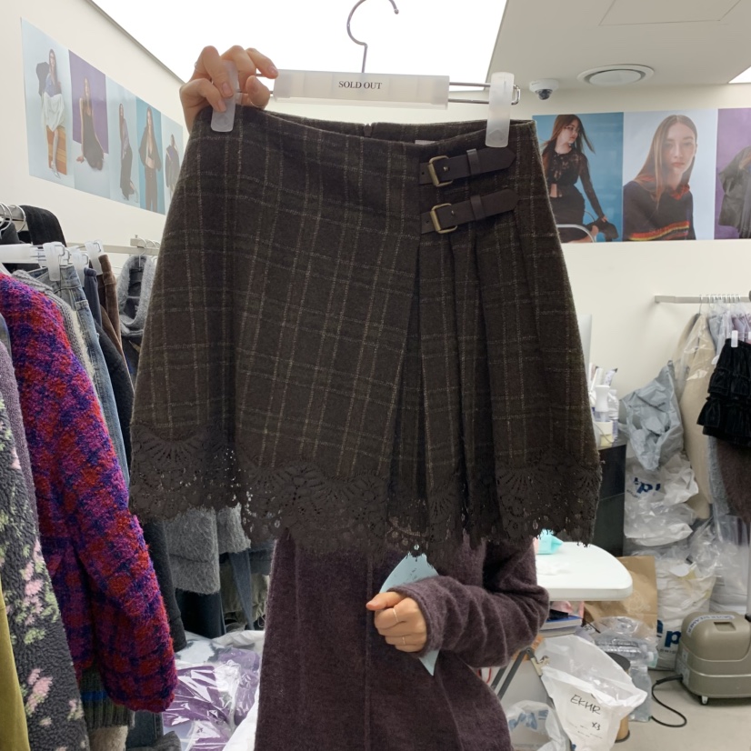 SOLD OUT東大門㊣直郵女裝新款熱賣25秋冬時尚真品短裙格子SOLD OUT短裙圖色2
