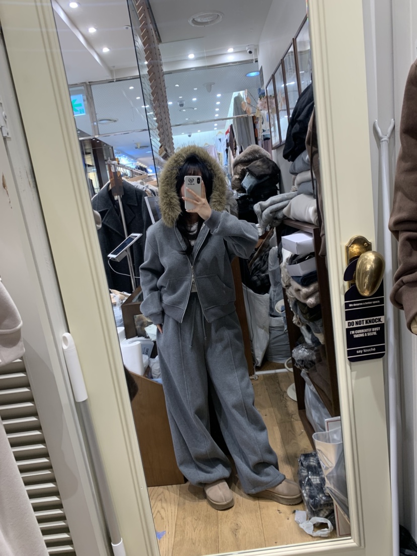 DE GO YOU韓國代購㊣女裝新款時尚休閑25秋冬熱賣套裝拉鏈DE GO YOU套裝