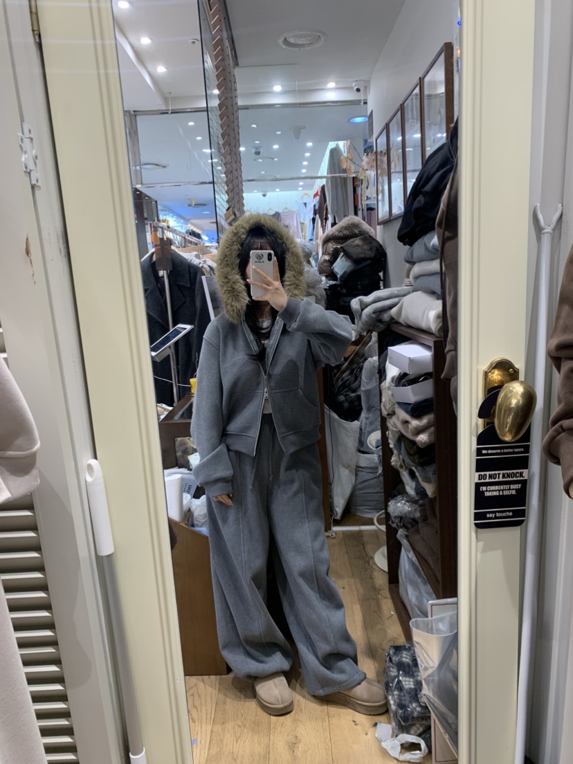 DE GO YOU韓國代購㊣女裝新款時尚休閑25秋冬熱賣套裝拉鏈DE GO YOU套裝