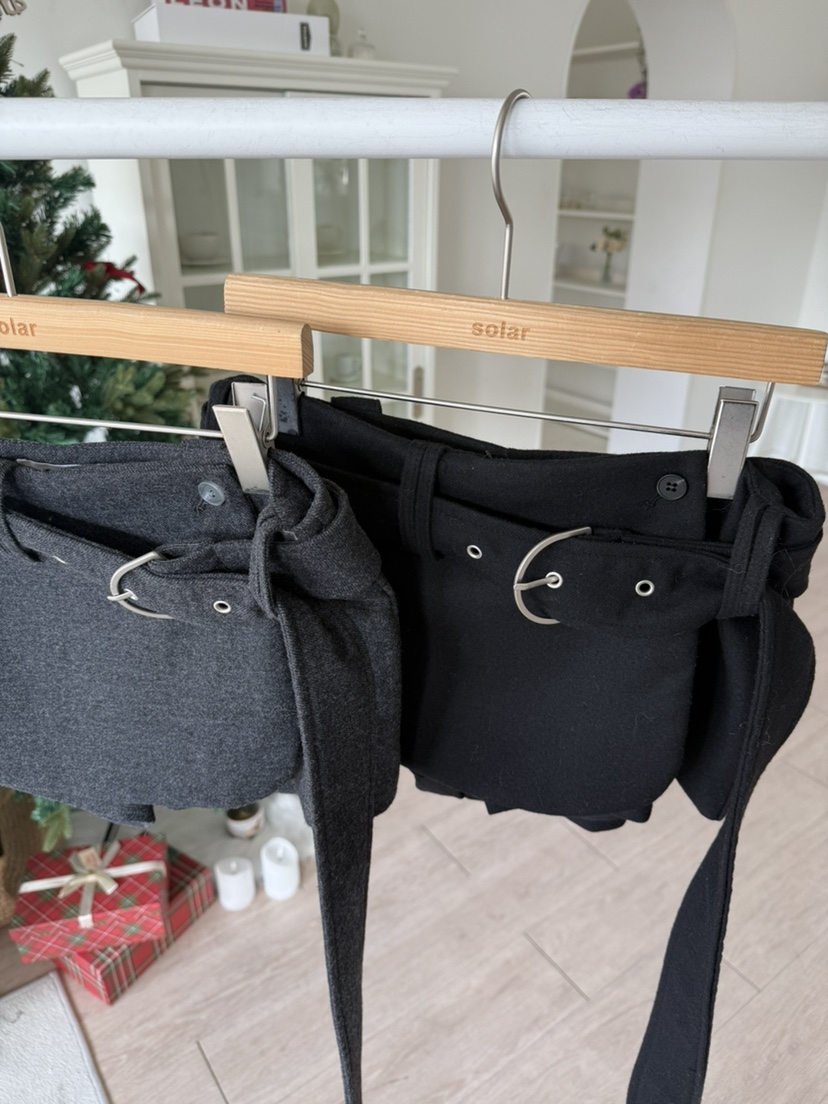 SOLAR東大門㊣實拍女裝新款推薦25秋冬職業人氣裙褲羊毛系帶SOLAR裙褲
