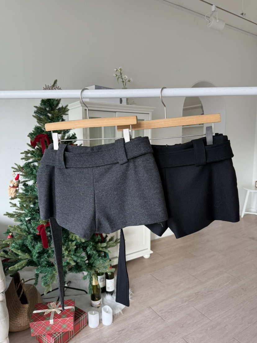 SOLAR東大門㊣實拍女裝新款推薦25秋冬職業人氣裙褲羊毛系帶SOLAR裙褲