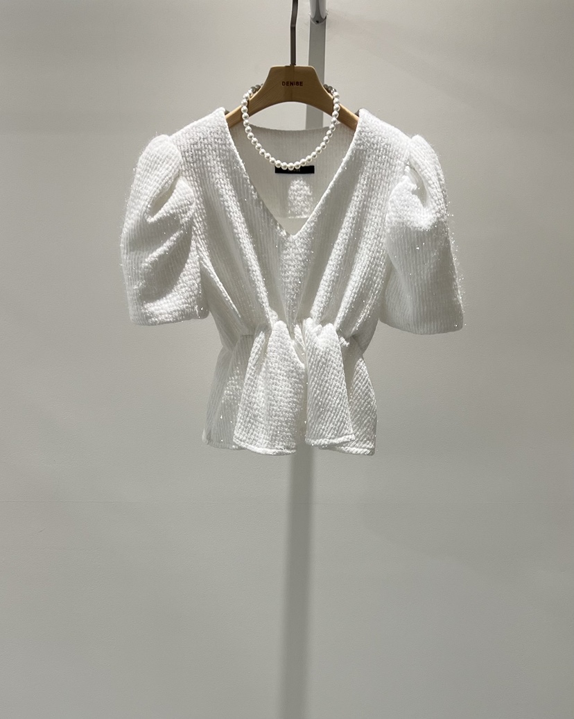 DENISE韓國代購㊣女士新款時尚熱賣25秋冬人氣襯衫蕾絲衫V領DENISE襯衫/蕾絲衫圖色1