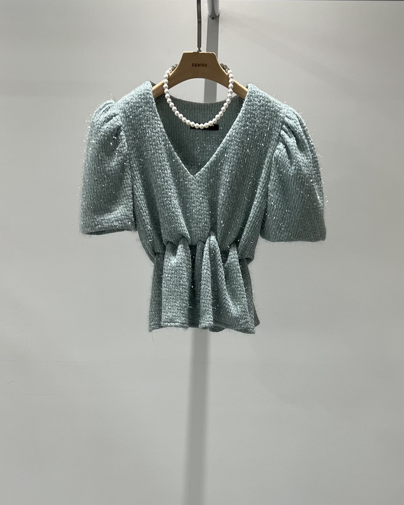 DENISE韓國代購㊣女士新款時尚熱賣25秋冬人氣襯衫蕾絲衫V領DENISE襯衫/蕾絲衫圖色2