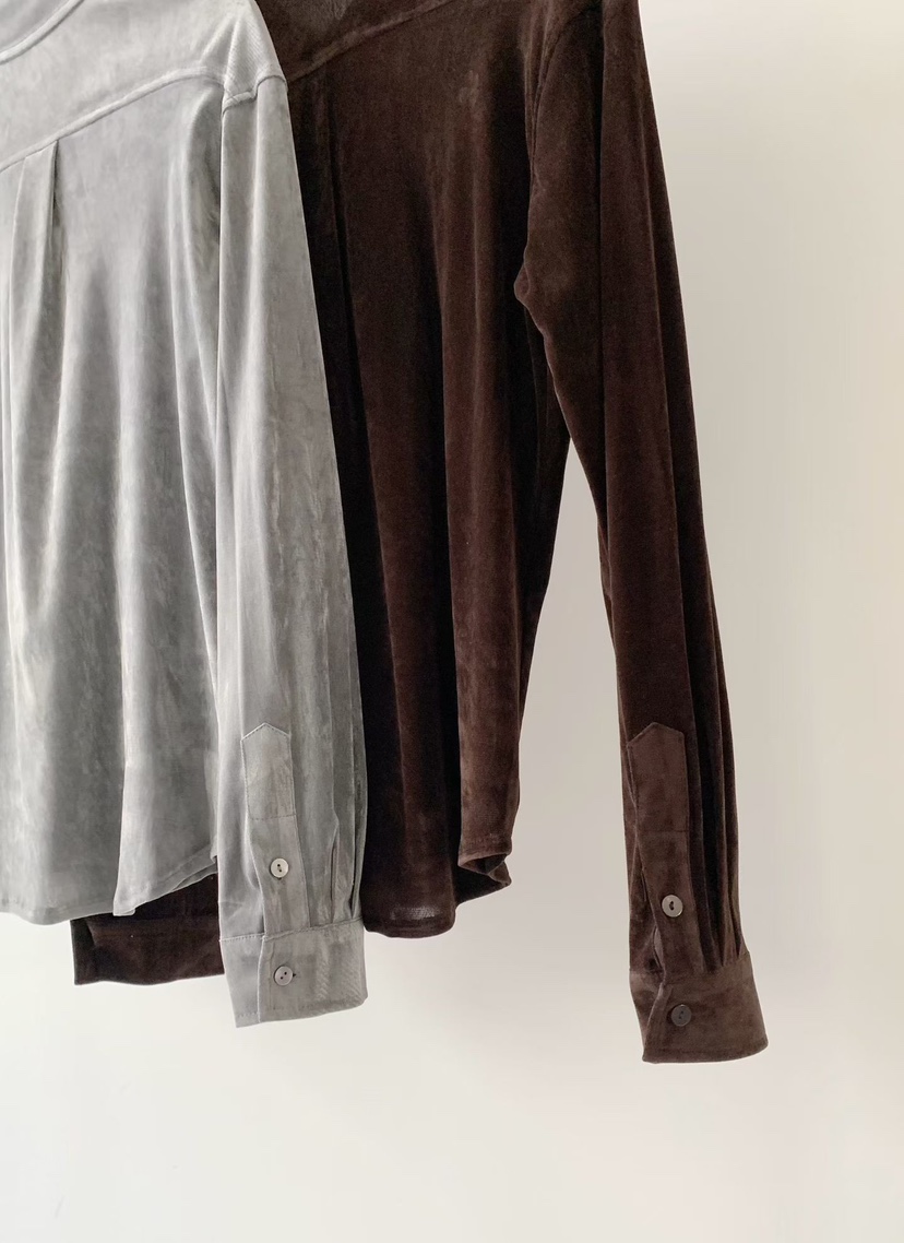 BINUS東大門㊣實拍女裝新品時尚職業人氣休閑襯衫蕾絲衫天鵝絨BINUS襯衫/蕾絲衫