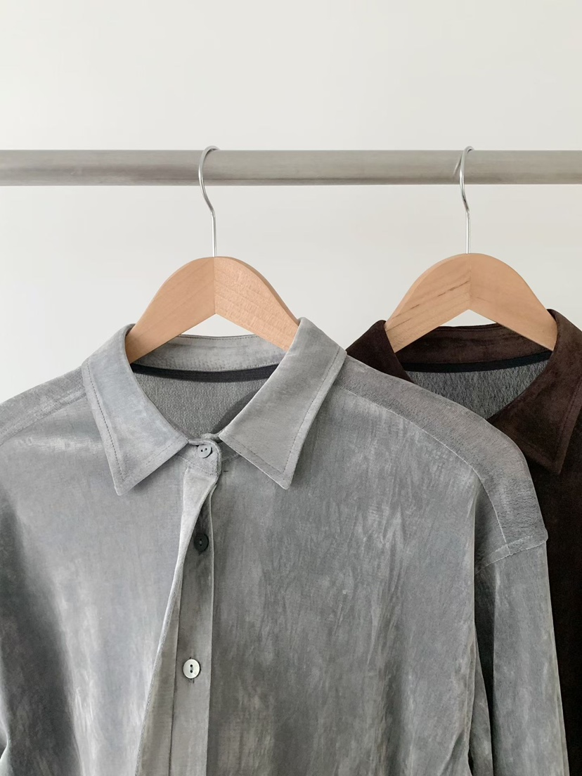 BINUS東大門㊣實拍女裝新品時尚職業人氣休閑襯衫蕾絲衫天鵝絨BINUS襯衫/蕾絲衫