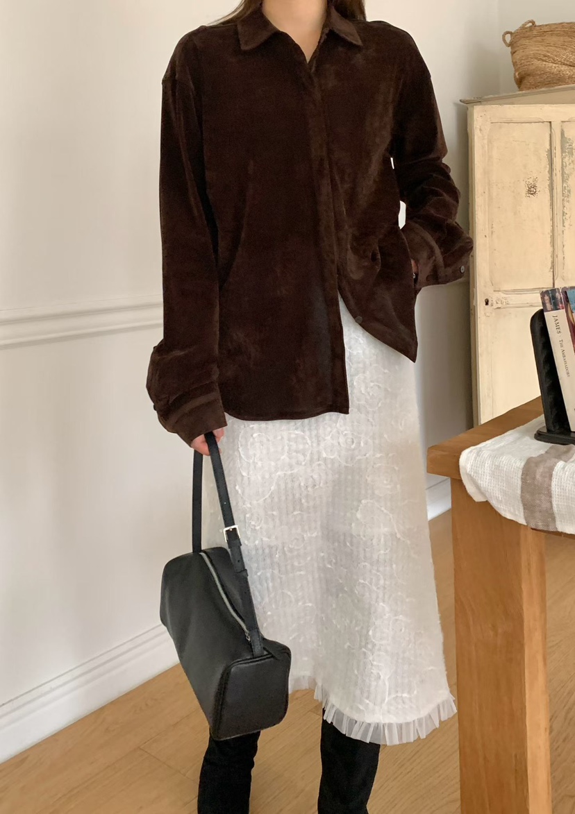 BINUS東大門㊣實拍女裝新品時尚職業人氣休閑襯衫蕾絲衫天鵝絨BINUS襯衫/蕾絲衫