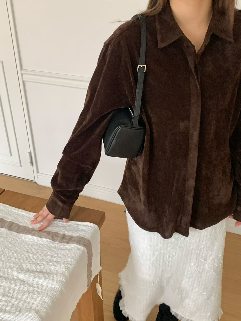 BINUS東大門㊣實拍女裝新品時尚職業人氣休閑襯衫蕾絲衫天鵝絨BINUS襯衫/蕾絲衫