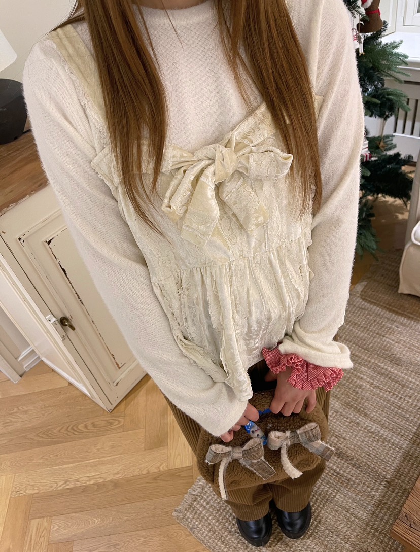 BOUTIQUE-L韓國代購㊣女裝新品25秋冬長袖T恤天鵝絨假兩件BOUTIQUE-L長袖T恤