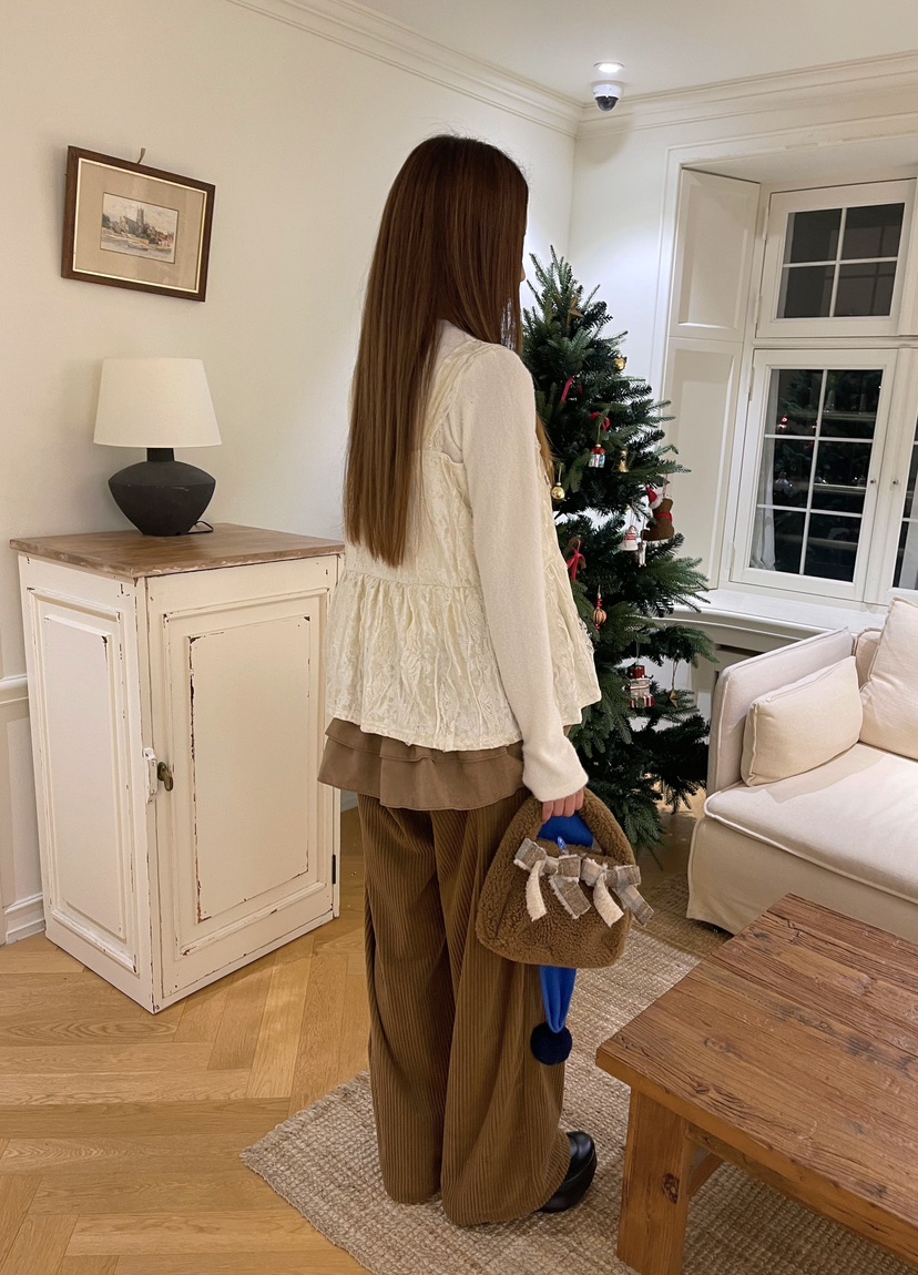 BOUTIQUE-L韓國代購㊣女裝新品25秋冬長袖T恤天鵝絨假兩件BOUTIQUE-L長袖T恤