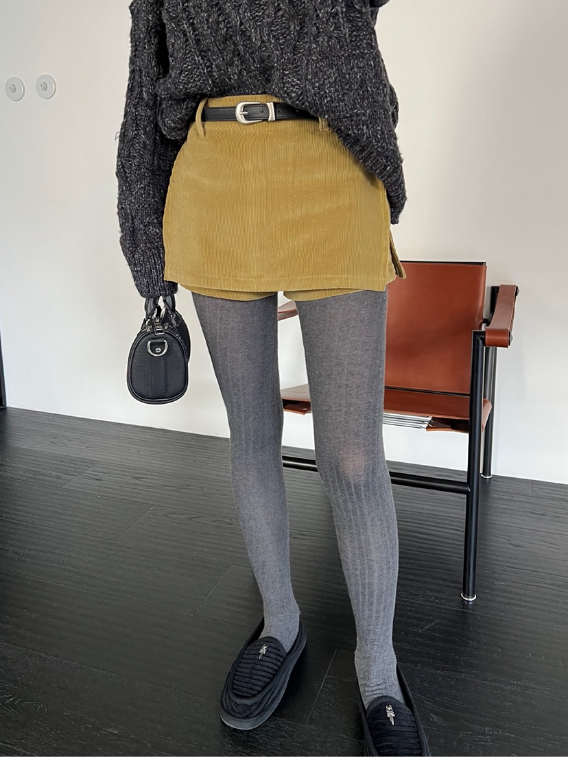 SOLAR韓國直郵㊣女士新品熱賣休閑時尚職業推薦25秋冬裙褲燈芯絨SOLAR裙褲