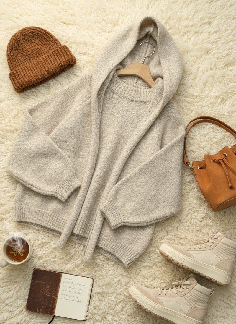 I BLLE東大門㊣直郵女士新款休閑人氣時尚職業針織衫披肩兜帽I BLLE針織衫