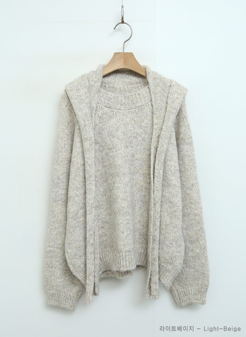 I BLLE東大門㊣直郵女士新款休閑人氣時尚職業針織衫披肩兜帽I BLLE針織衫圖色1