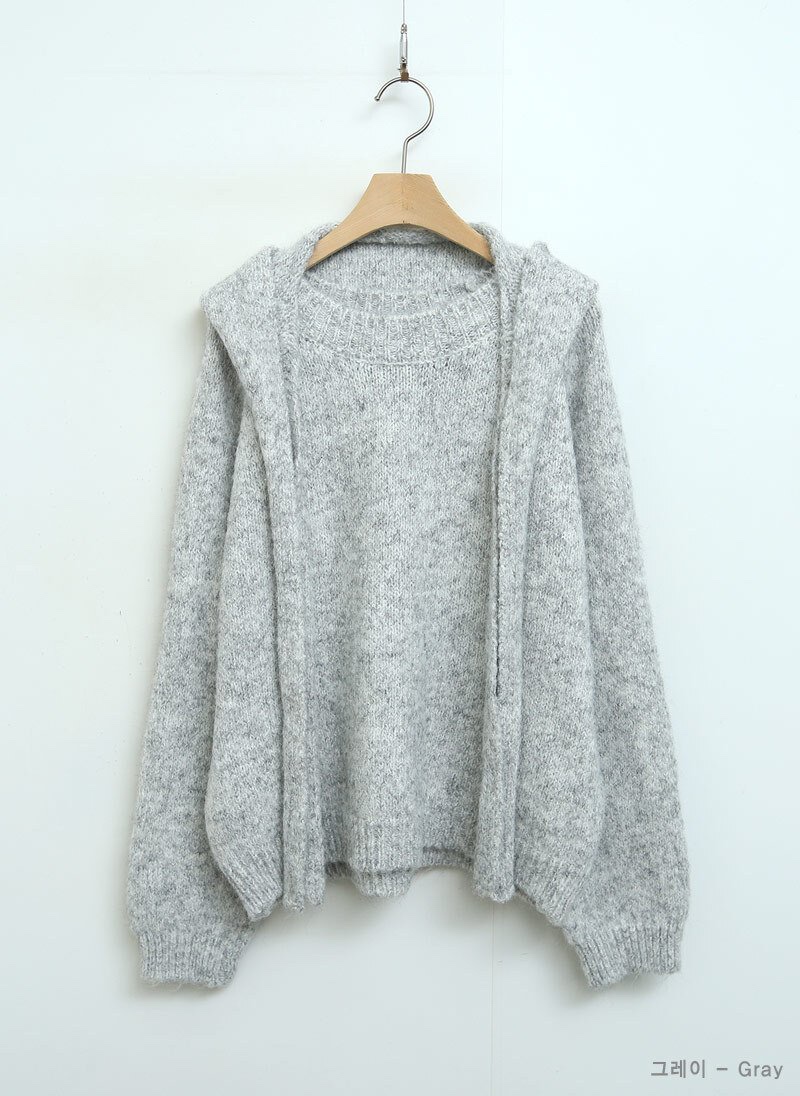 I BLLE東大門㊣直郵女士新款休閑人氣時尚職業針織衫披肩兜帽I BLLE針織衫圖色2