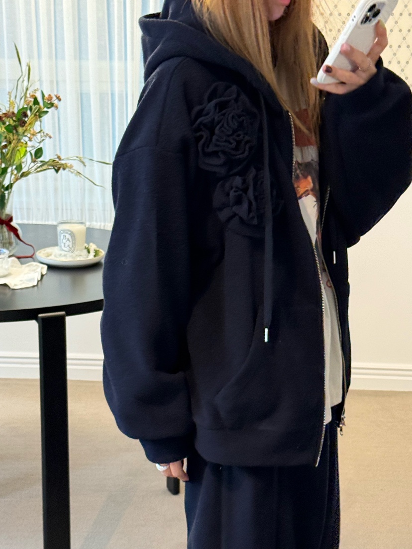 ZEROZERO韓國代購㊣女裝新品真品25秋冬夾克連帽拉鏈衫抓絨ZEROZERO夾克