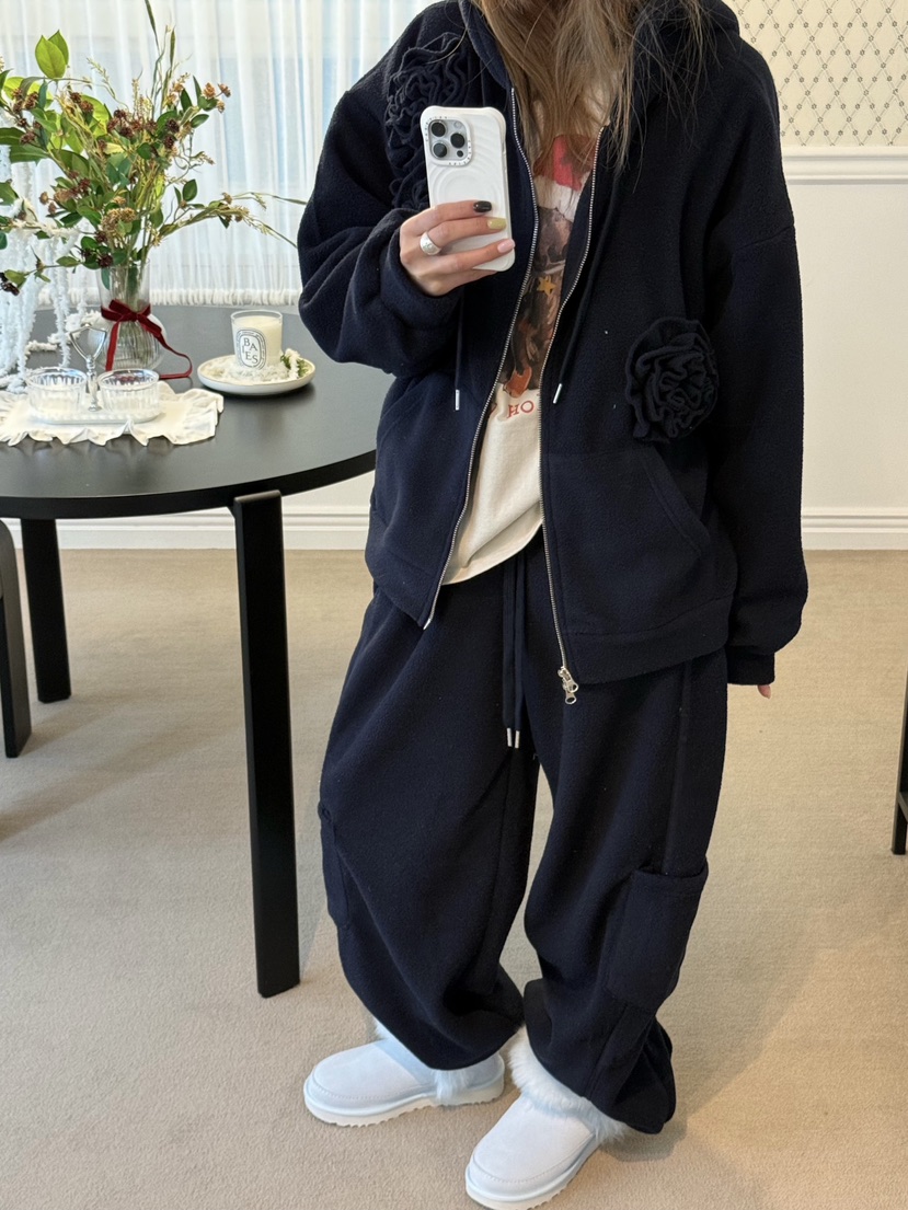 ZEROZERO韓國代購㊣女裝新品真品25秋冬夾克連帽拉鏈衫抓絨ZEROZERO夾克