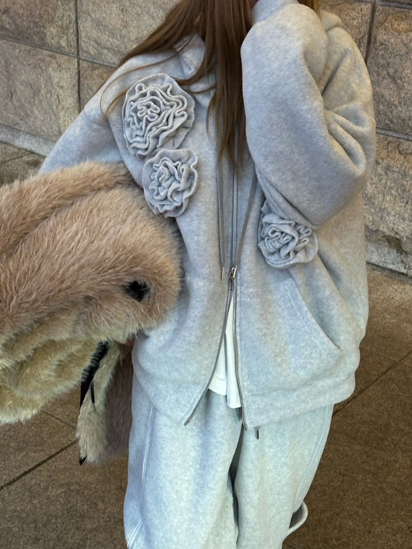 ZEROZERO韓國代購㊣女裝新品真品25秋冬夾克連帽拉鏈衫抓絨ZEROZERO夾克圖色3