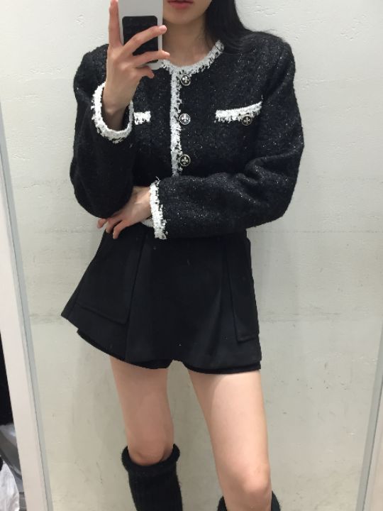 mars東大門㊣直郵女士新品休閑真品職業人氣時尚夾克粗花呢mars夾克