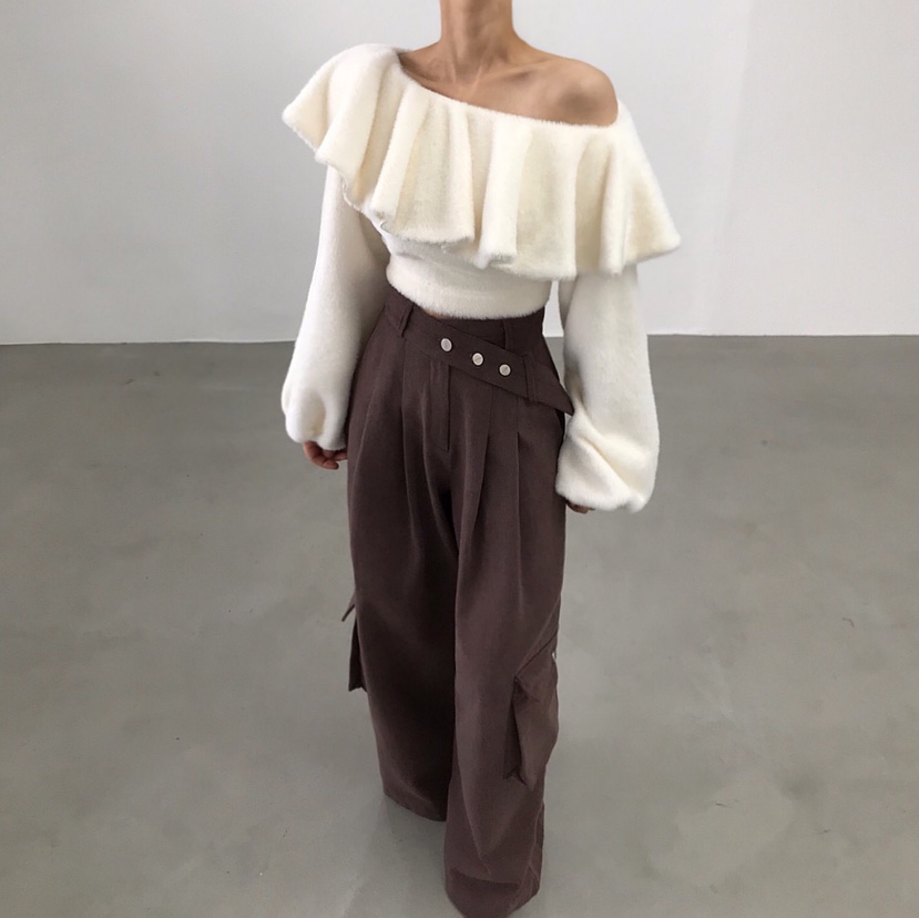 2TWO MOON韓國直郵㊣女士新款時尚人氣推薦職業衛衣短款露肩2TWO MOON衛衣