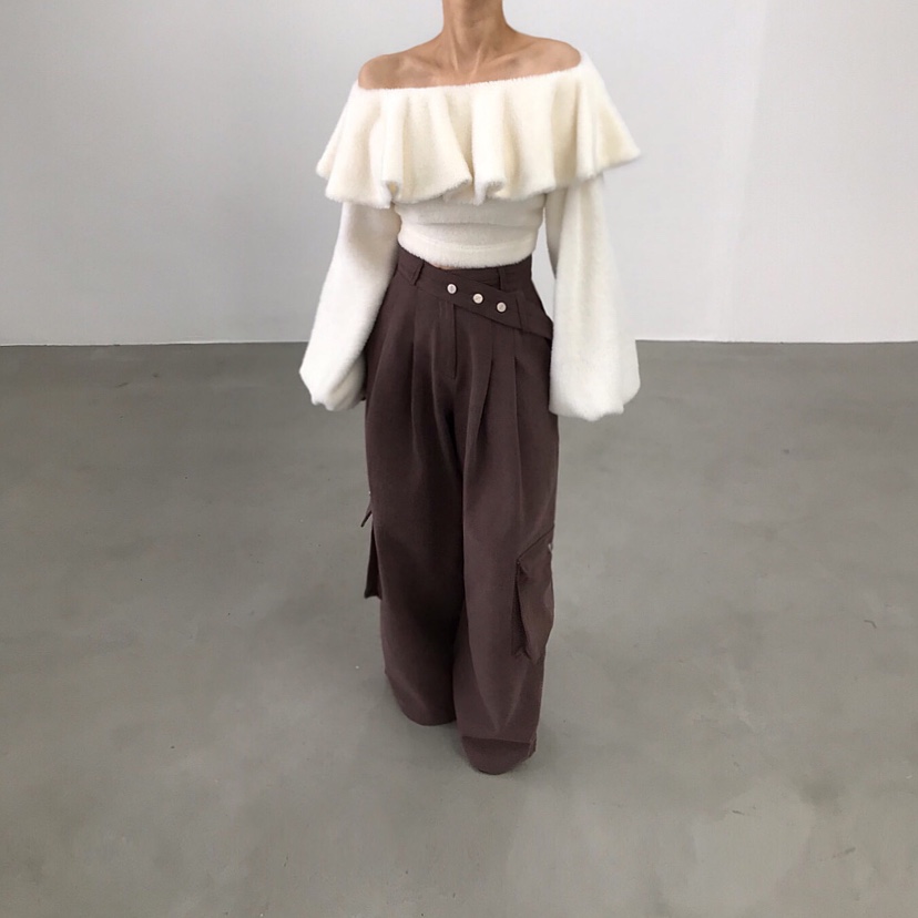 2TWO MOON韓國直郵㊣女士新款時尚人氣推薦職業衛衣短款露肩2TWO MOON衛衣圖色1