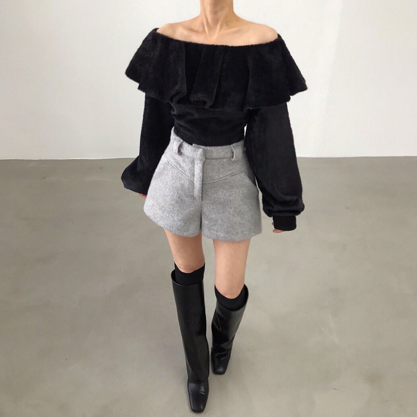 2TWO MOON韓國直郵㊣女士新款時尚人氣推薦職業衛衣短款露肩2TWO MOON衛衣圖色2