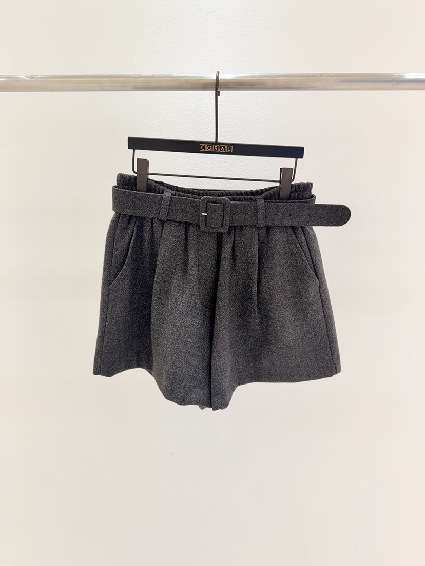 CORAL東大門㊣實拍女裝新款時尚人氣真品休閑短褲含腰帶系帶CORAL短褲圖色2