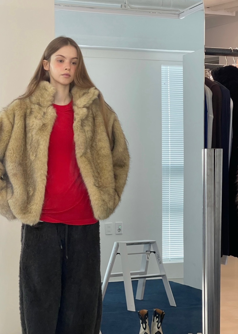 ANOTHER AVENUE韓國代購㊣女裝新款休閑時尚職業短款大衣狐貍ANOTHER AVENUE短款大衣