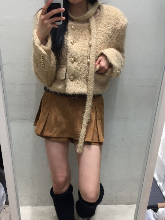 mars韓國直郵㊣女裝新款25秋冬真品時尚推薦熱賣夾克含脖帶mars夾克