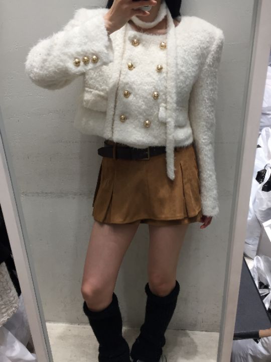 mars韓國直郵㊣女裝新款25秋冬真品時尚推薦熱賣夾克含脖帶mars夾克