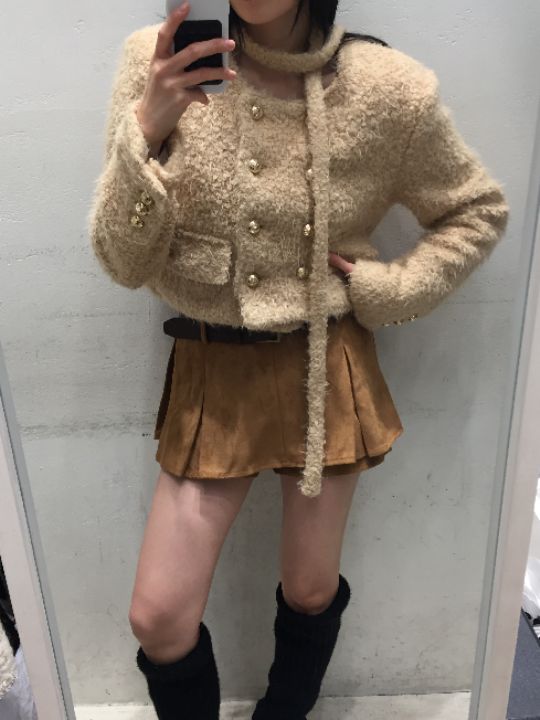 mars韓國直郵㊣女裝新款25秋冬真品時尚推薦熱賣夾克含脖帶mars夾克