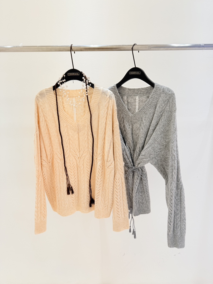 CORAL韓國直郵㊣女裝新款25秋冬休閑推薦針織衫不含飾品含腰繩CORAL針織衫