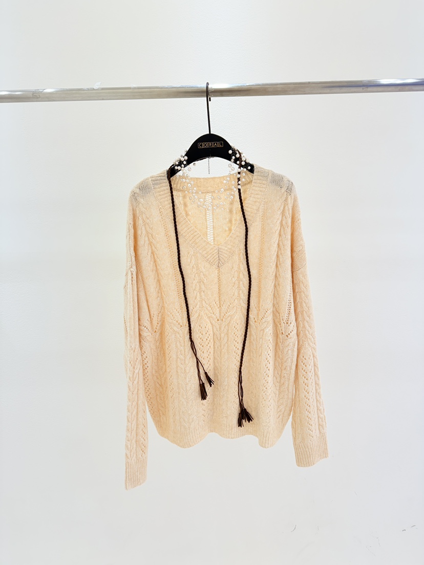 CORAL韓國直郵㊣女裝新款25秋冬休閑推薦針織衫不含飾品含腰繩CORAL針織衫圖色1