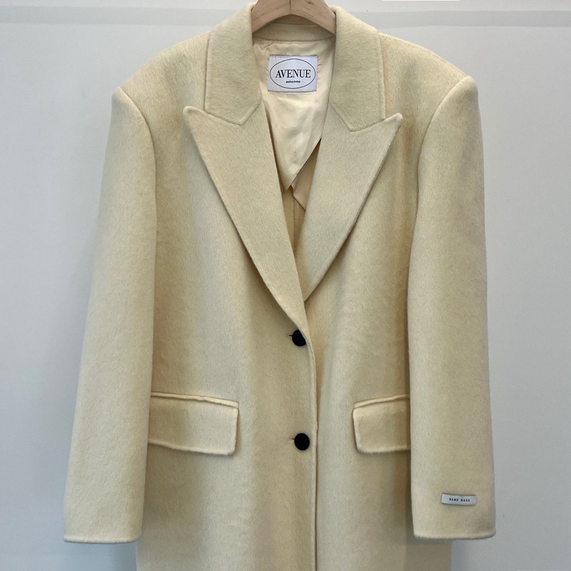 ANOTHER AVENUE韓國代購㊣女士新款休閑中長款大衣羊駝毛混紡ANOTHER AVENUE中長款大衣