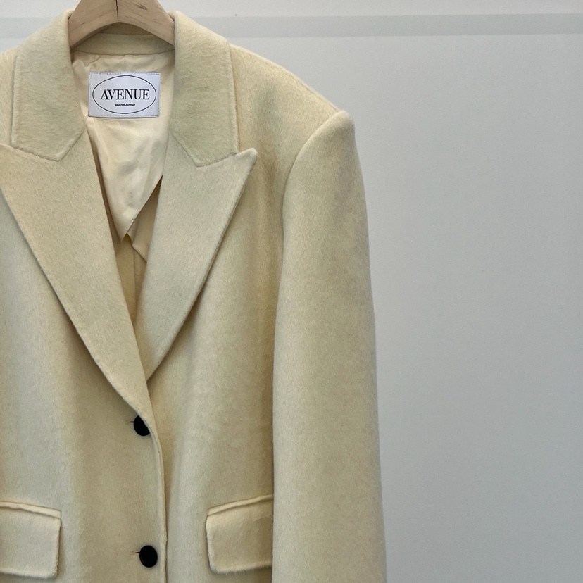 ANOTHER AVENUE韓國代購㊣女士新款休閑中長款大衣羊駝毛混紡ANOTHER AVENUE中長款大衣