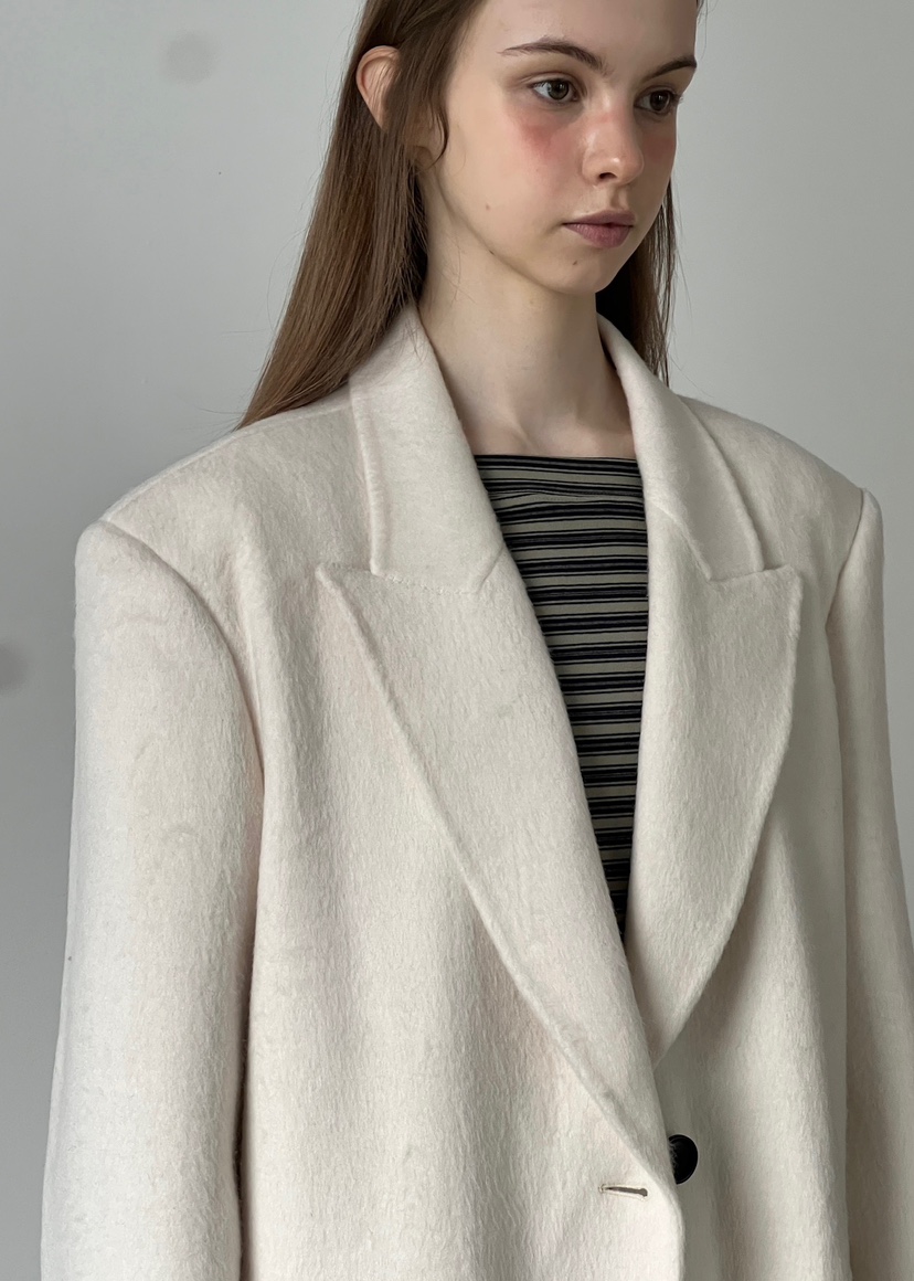 ANOTHER AVENUE韓國代購㊣女士新款休閑中長款大衣羊駝毛混紡ANOTHER AVENUE中長款大衣