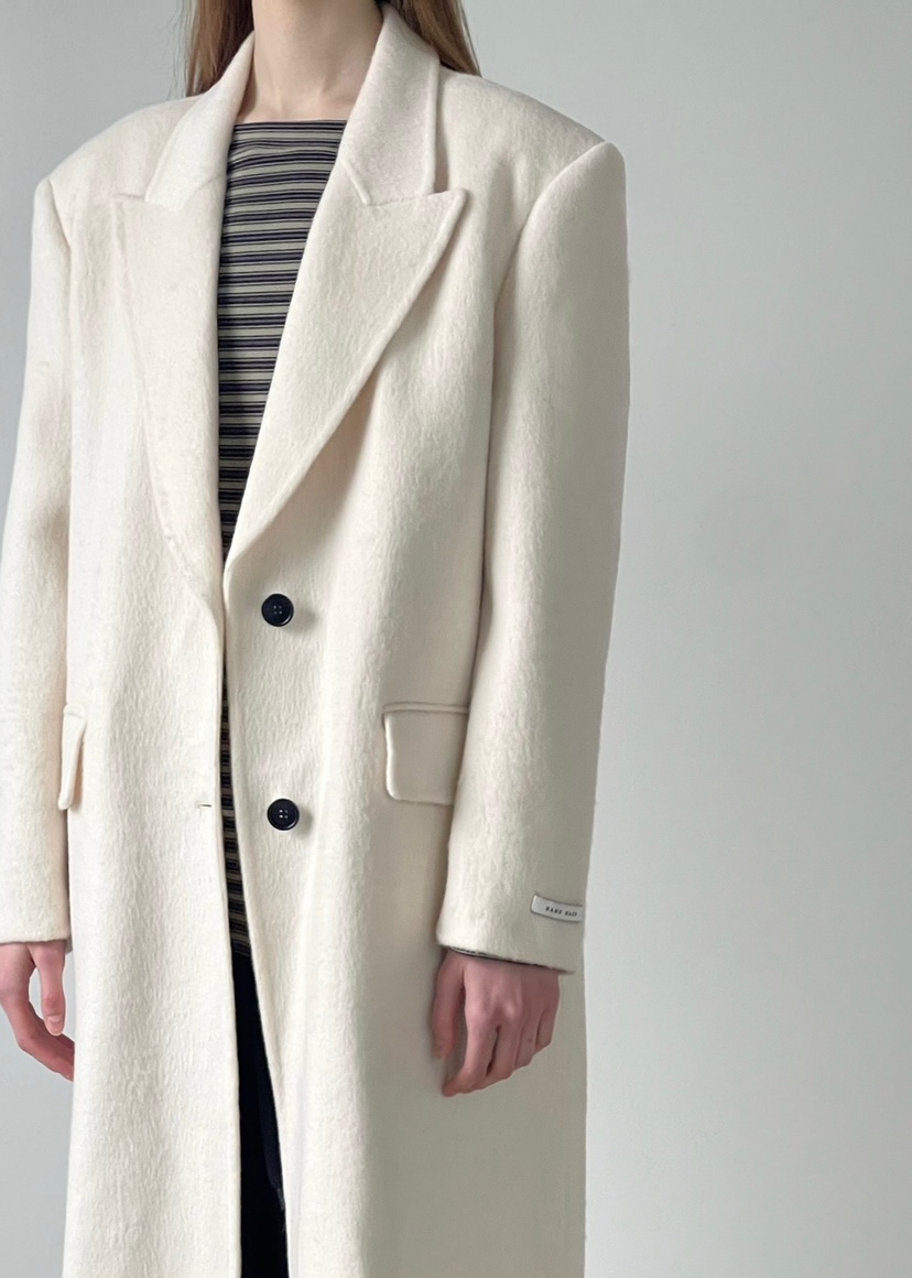 ANOTHER AVENUE韓國代購㊣女士新款休閑中長款大衣羊駝毛混紡ANOTHER AVENUE中長款大衣