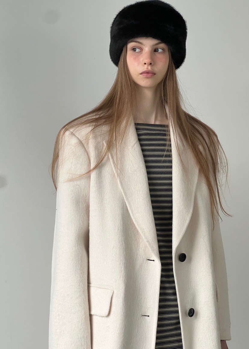 ANOTHER AVENUE韓國代購㊣女士新款休閑中長款大衣羊駝毛混紡ANOTHER AVENUE中長款大衣