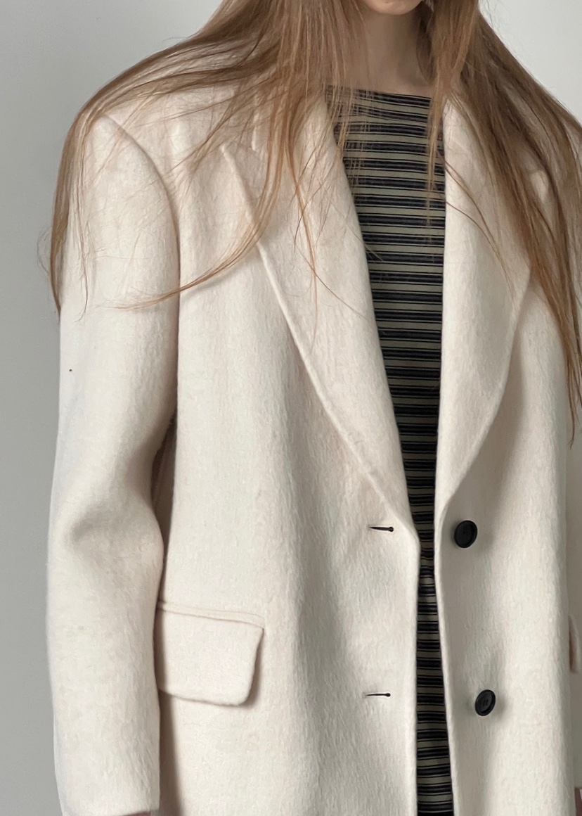 ANOTHER AVENUE韓國代購㊣女士新款休閑中長款大衣羊駝毛混紡ANOTHER AVENUE中長款大衣