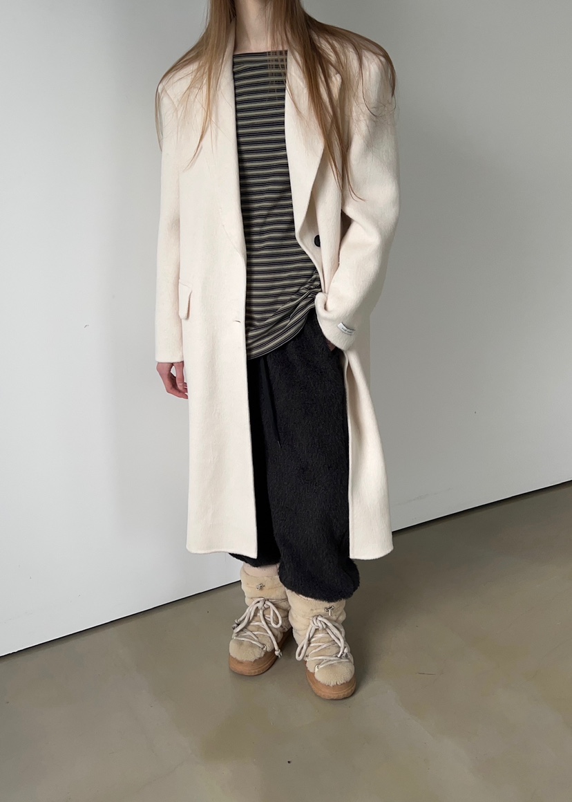 ANOTHER AVENUE韓國代購㊣女士新款休閑中長款大衣羊駝毛混紡ANOTHER AVENUE中長款大衣