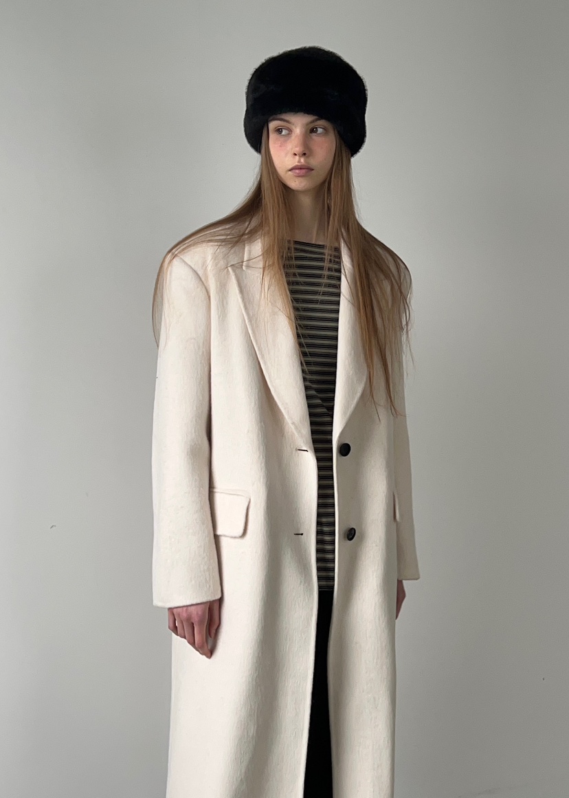 ANOTHER AVENUE韓國代購㊣女士新款休閑中長款大衣羊駝毛混紡ANOTHER AVENUE中長款大衣