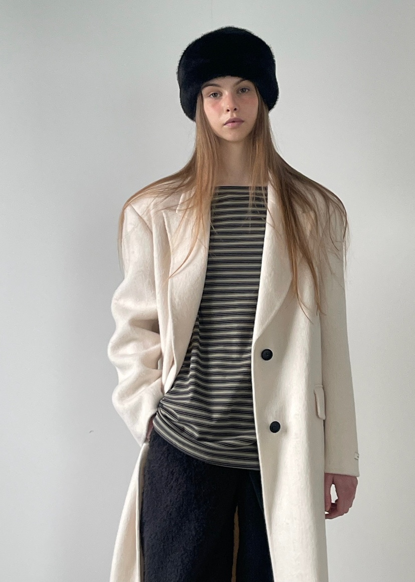 ANOTHER AVENUE韓國代購㊣女士新款休閑中長款大衣羊駝毛混紡ANOTHER AVENUE中長款大衣