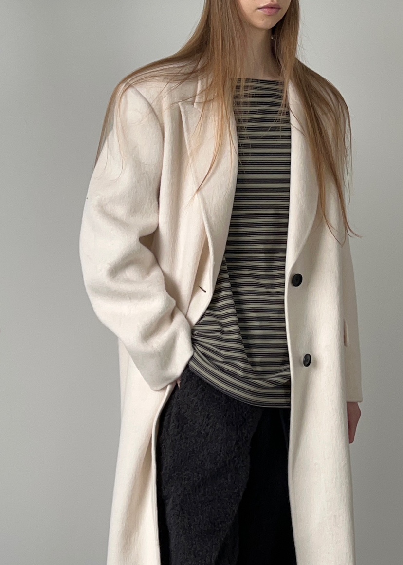 ANOTHER AVENUE韓國代購㊣女士新款休閑中長款大衣羊駝毛混紡ANOTHER AVENUE中長款大衣