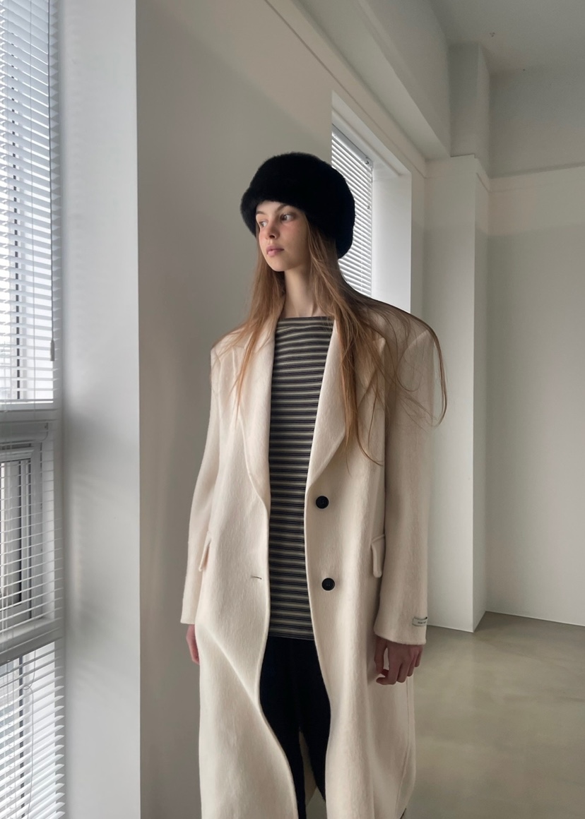 ANOTHER AVENUE韓國代購㊣女士新款休閑中長款大衣羊駝毛混紡ANOTHER AVENUE中長款大衣