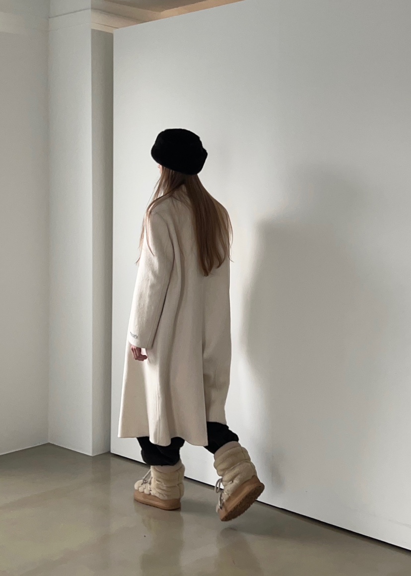 ANOTHER AVENUE韓國代購㊣女士新款休閑中長款大衣羊駝毛混紡ANOTHER AVENUE中長款大衣