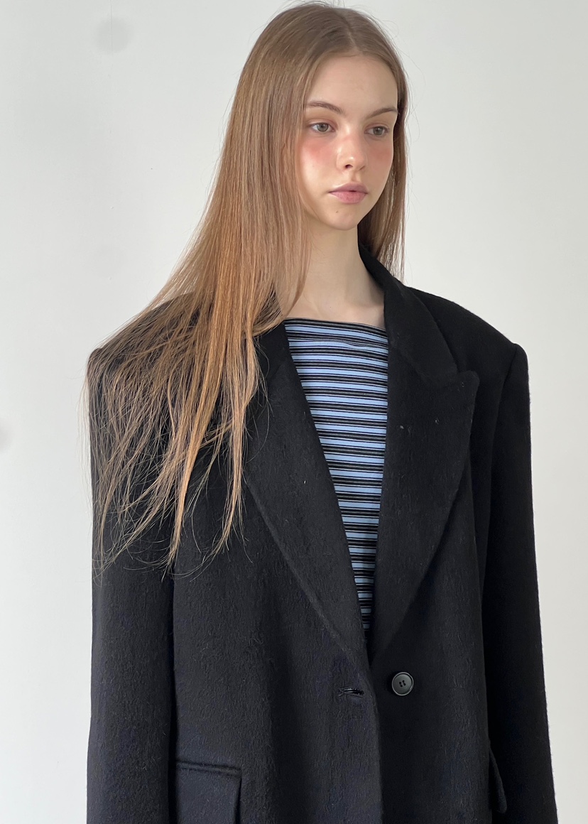 ANOTHER AVENUE韓國代購㊣女士新款休閑中長款大衣羊駝毛混紡ANOTHER AVENUE中長款大衣