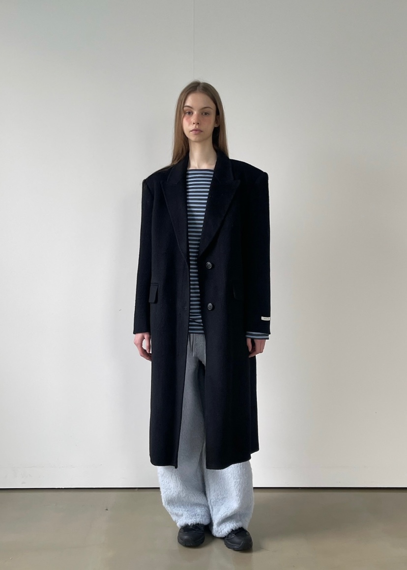 ANOTHER AVENUE韓國代購㊣女士新款休閑中長款大衣羊駝毛混紡ANOTHER AVENUE中長款大衣