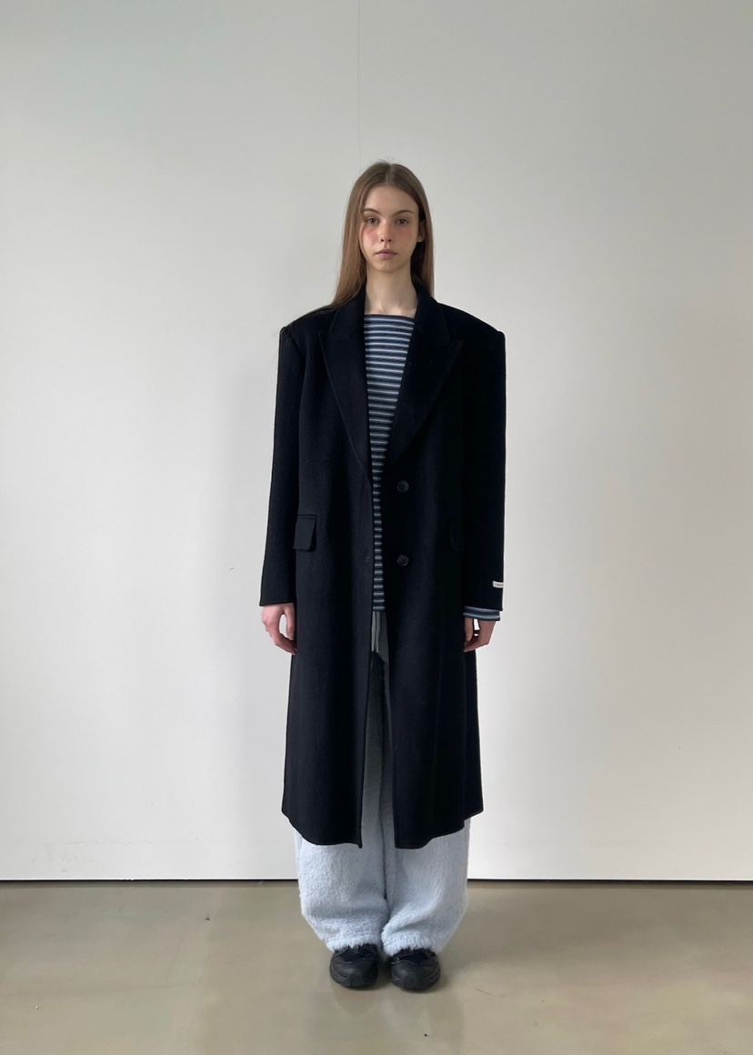 ANOTHER AVENUE韓國代購㊣女士新款休閑中長款大衣羊駝毛混紡ANOTHER AVENUE中長款大衣