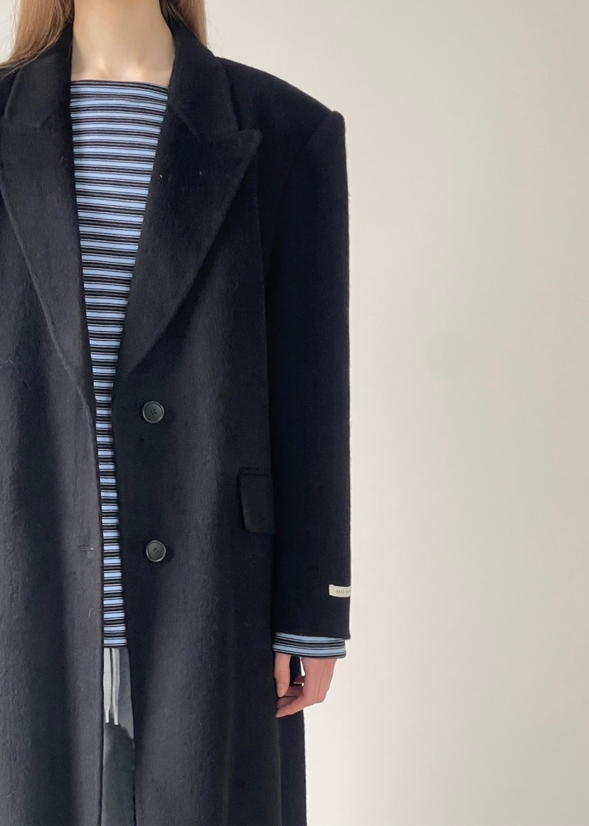 ANOTHER AVENUE韓國代購㊣女士新款休閑中長款大衣羊駝毛混紡ANOTHER AVENUE中長款大衣