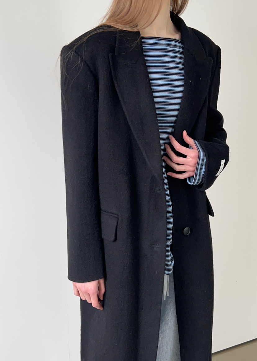 ANOTHER AVENUE韓國代購㊣女士新款休閑中長款大衣羊駝毛混紡ANOTHER AVENUE中長款大衣