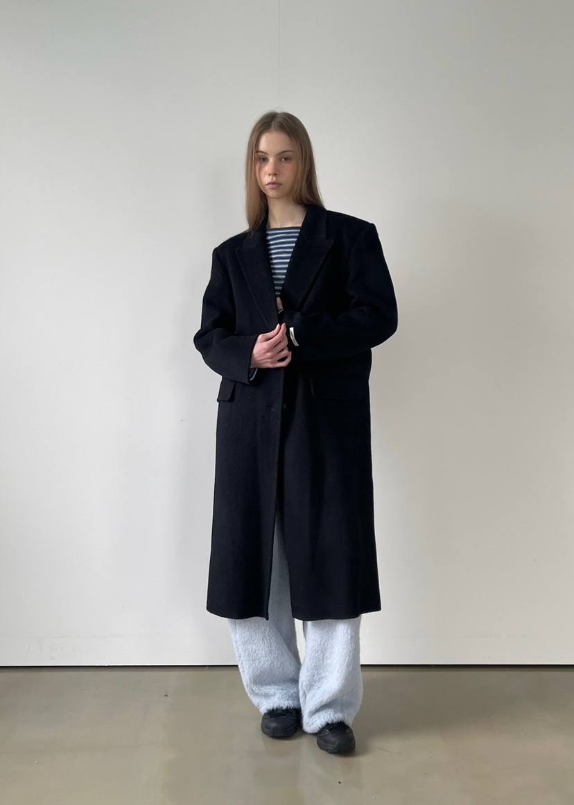 ANOTHER AVENUE韓國代購㊣女士新款休閑中長款大衣羊駝毛混紡ANOTHER AVENUE中長款大衣